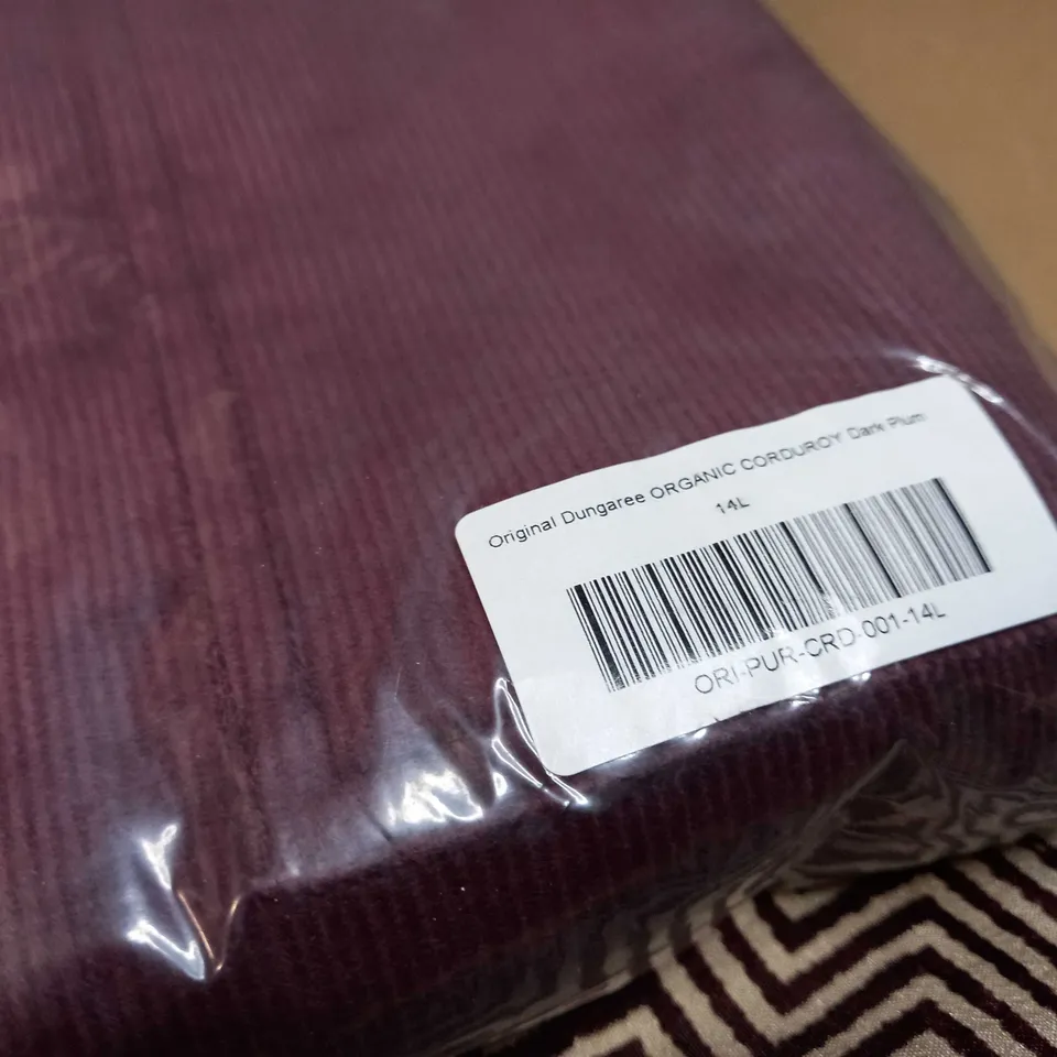 PACKAGED LUCY YAK DARK PLUM CORDUROY DUNGAREE'S - SIZE 14L