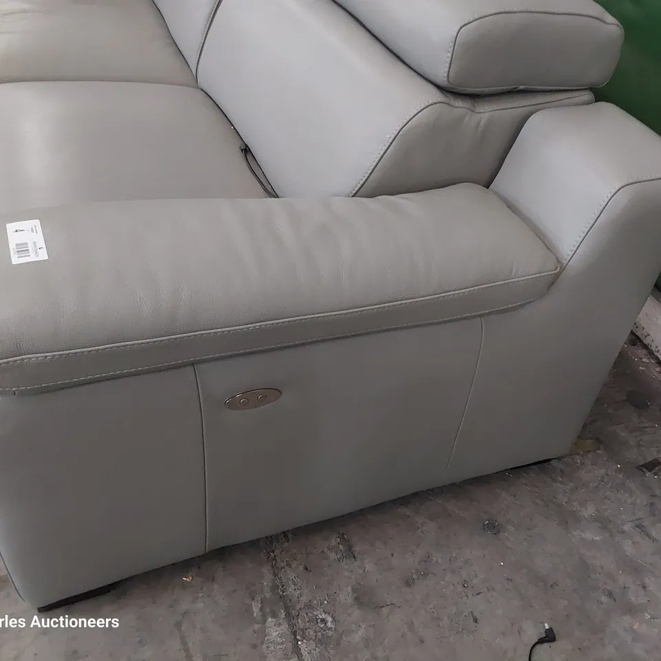 QUALITY ITALIAN DESIGNER RICCARDO POWER RECLINING THREE SEATER SOFA GREY LEATHER 