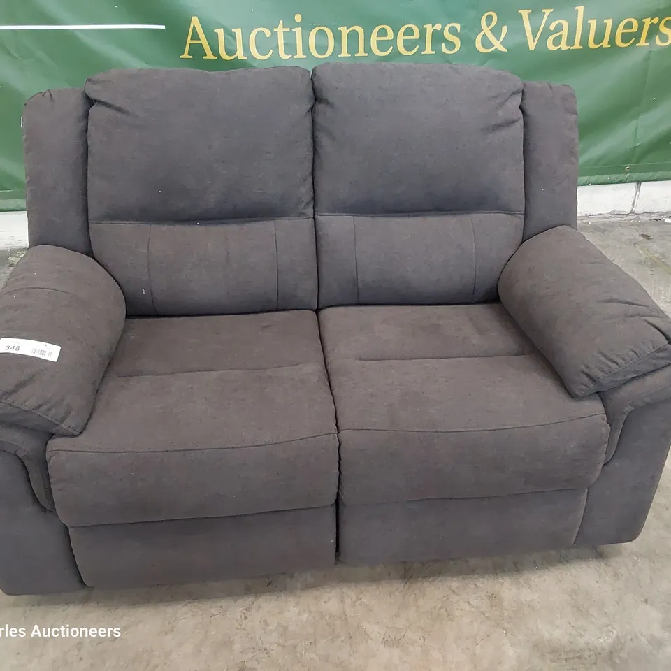 DESIGNER MANUAL RECLINING TWO SEATER SOFA CHARCOAL FABRIC 