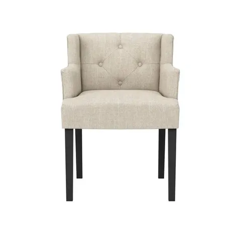 BOXED SHAY STONE WINGED DINING CHAIR WITH ARMS - STONE/BLACK (1 BOX)
