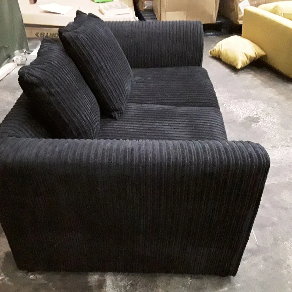 QUALITY DESIGNER 2 SEATER SOFA - BLACK CORDUROY FABRIC 