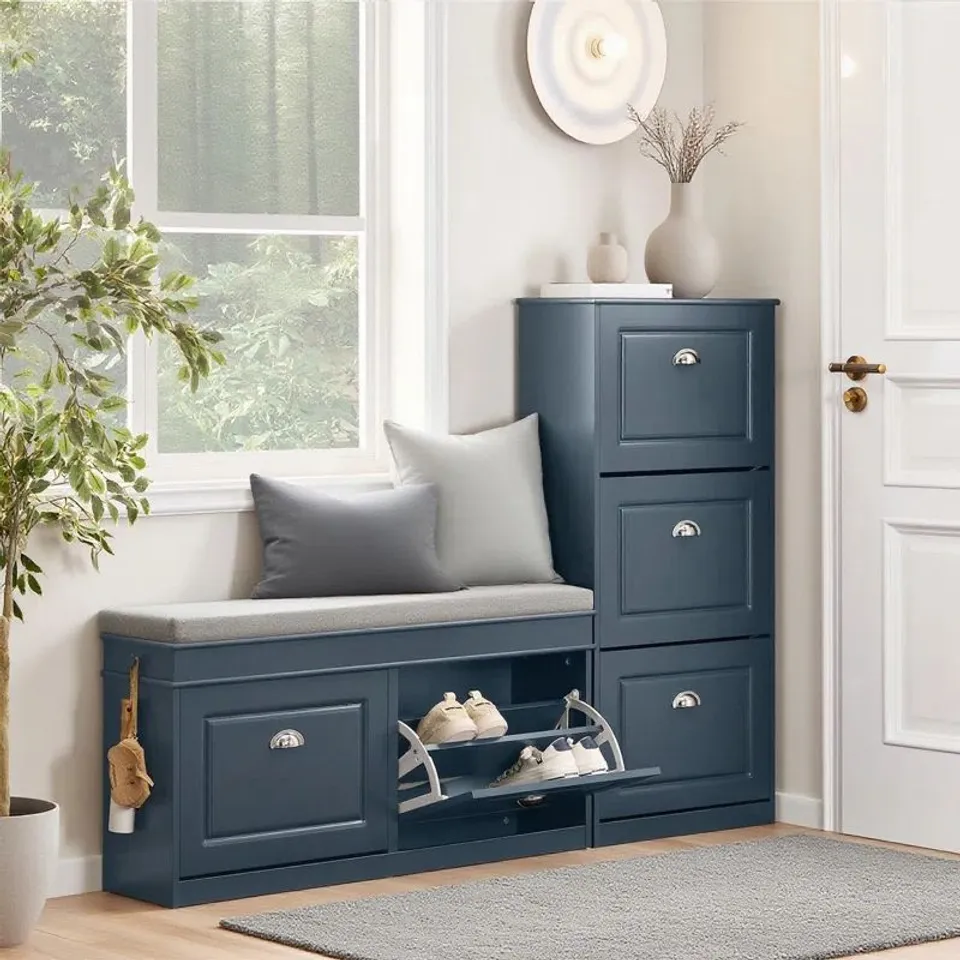 BOXED MORIAH 8 PAIR SHOE STORAGE BENCH