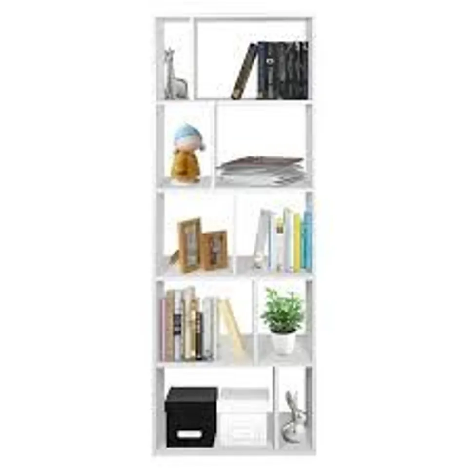 BOXED COSTWAY 10 SHELF WHITE WOOD BOOKSHELF