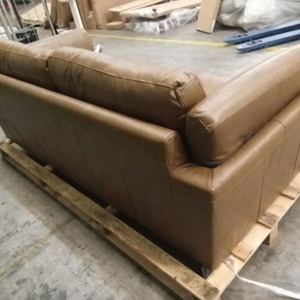 MORENA 3 SEATER LEATHER SOFA - TAN