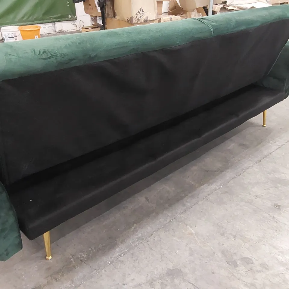 DESIGNER LARGE CLIC CLAC VELVET UPHOLSTERED SOFA BED - GREEN