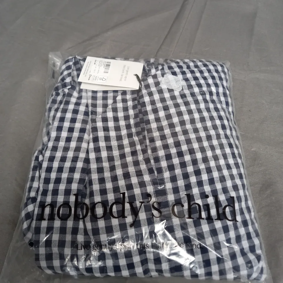 SEALED NOBODYS CHILD ROCHELLE MIDAXI DRESS NAVY AND LILAC CHECK - UK 12