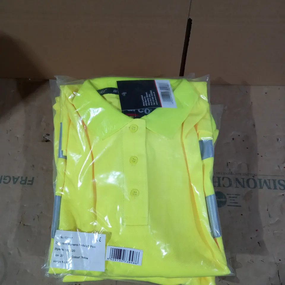 LOT OF 5 BRAND NEW ARCO WOMENS HI-VIS S/S POLO TOPS IN YELLOW SIZE 20
