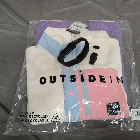 BAGGED OUTSIDE BICOLOUR BUTTON UP FLEECE - MEDIUM