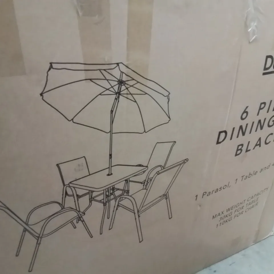 BOXED DUNELM 6 PIECE DINING SET -BLACK-