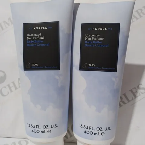 BOXED KORRES UNSCENTED MEGA SIZE BODY BUTTER DUO 400ML