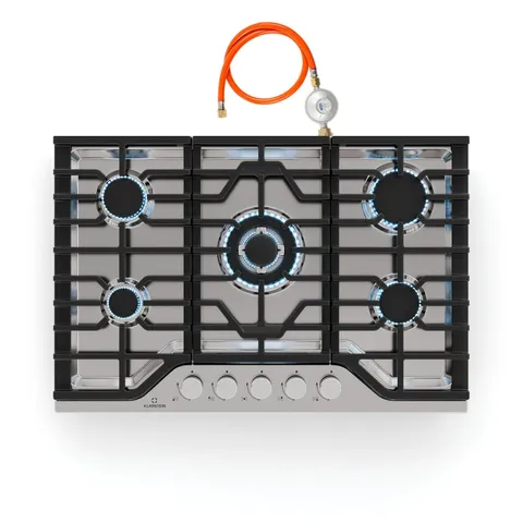 KLARSTEIN TURBOCAST GAS HOB 5-BURNER STAINLESS STEEL CAST IRON HOLDER 10,4 KW