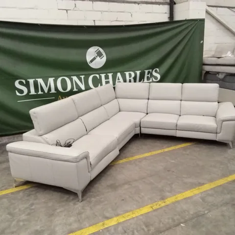 QUALITY DESIGNER ITALIAN MADE FLAVIO ELECTRIC RECLINER LEATHER CORNER SOFA