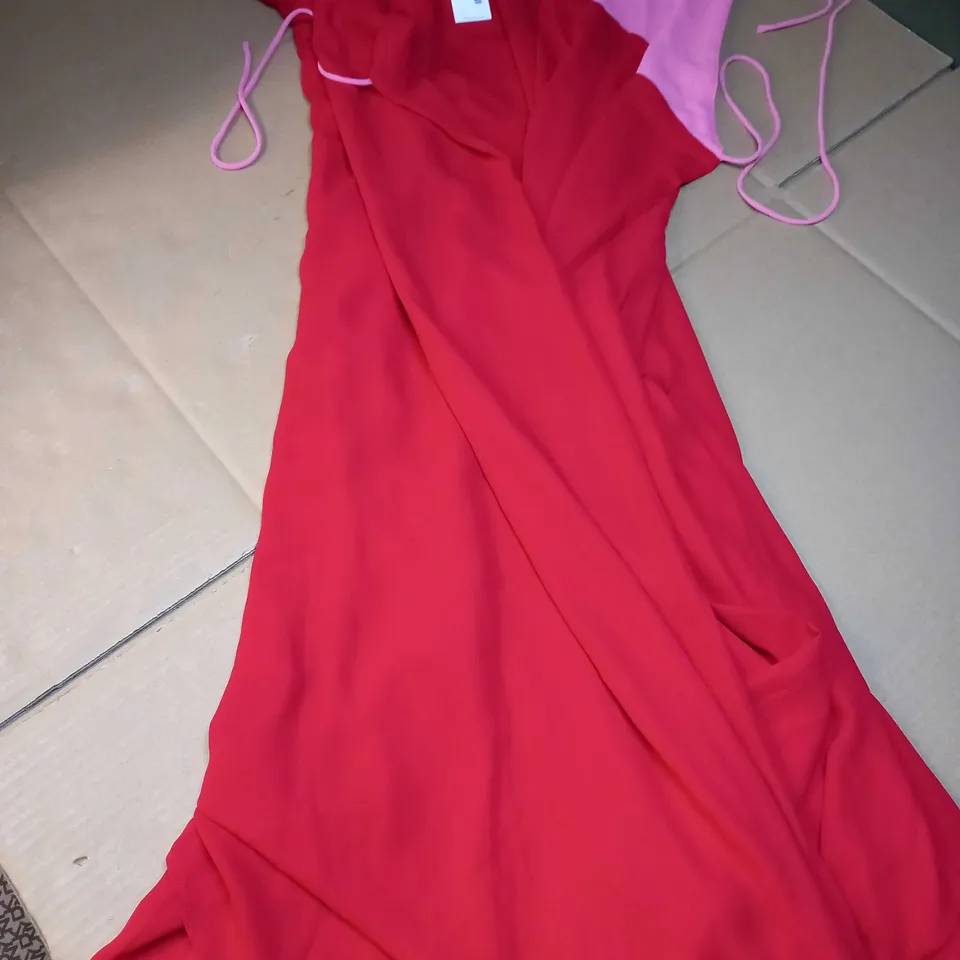 COAST RED/PINK CAM MIDI WRAP DRESS - SIZE 12