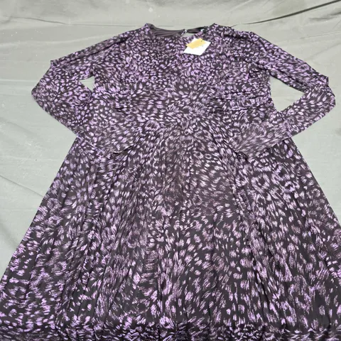 WHISTLES FEATHER LEOPARD MESH DRESS - SIZE 14