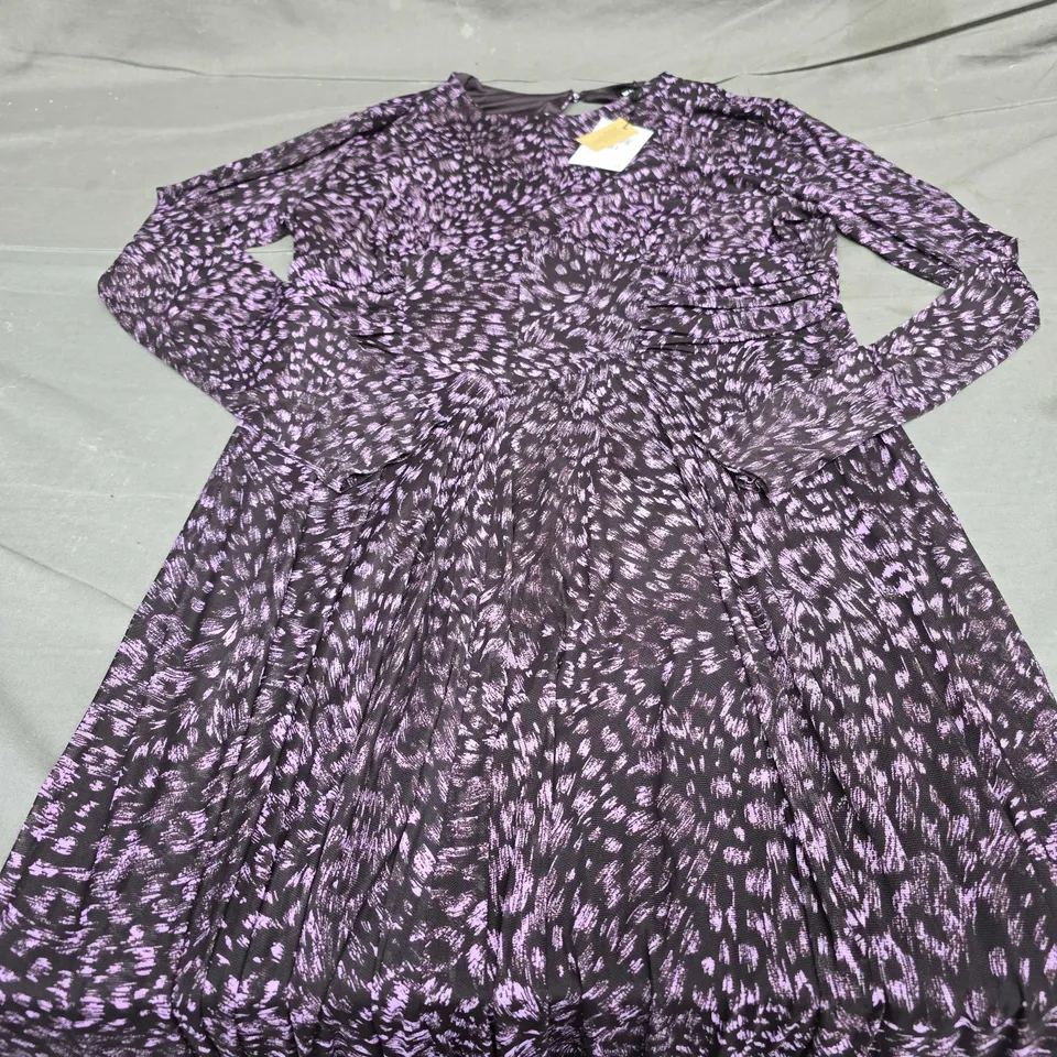 WHISTLES FEATHER LEOPARD MESH DRESS - SIZE 14