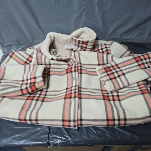 4X D&CO SHERPA CREAM/RED CHEQURED JACKETS IN VARIOUS SIZES