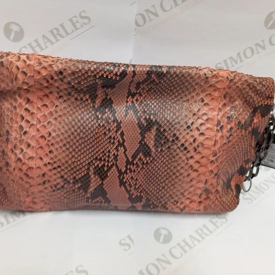 LANVIN PARIS AMALIA SMALL CLUTCH PINK PYTHON SNAKESKIN LEATHER BAG