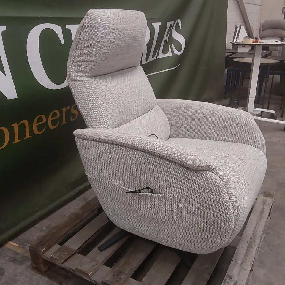 QUALITY DESIGNER CHUNKY WEAVE FABRIC UPHOLSTERED ELECTRIC RECLINING ARMCHAIR