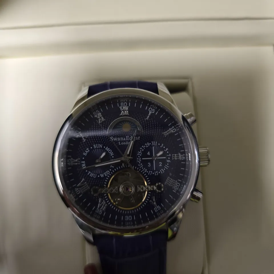 SWAN & EDGAR LONDON WRISTWATCH – BLUE STRAP, AUTOMATIC, BOXED