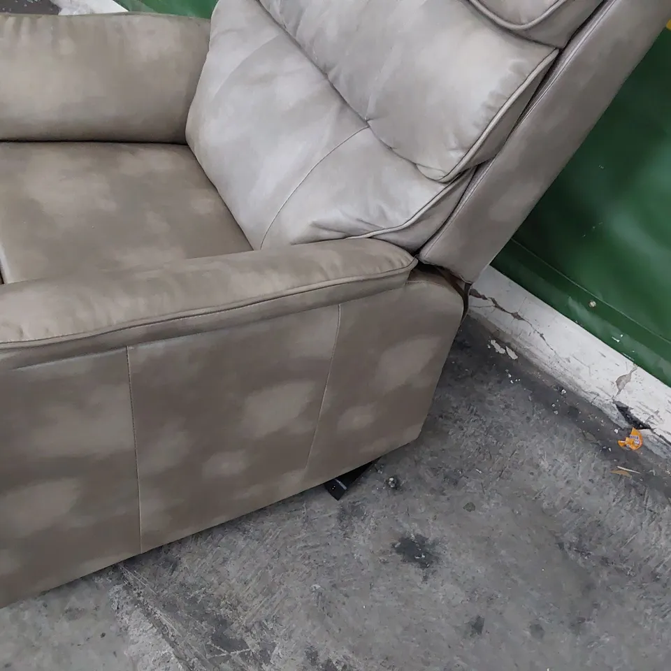 DESIGNER POWER RECLINING EASY CHAIR DAPPLE SILVER LEATHER 