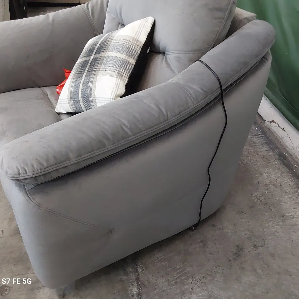 QUALITY BRITISH DESIGNER G PLAN JACKSON POWER RECLINING EASY CHAIR PLUSH GREY SLATER FABRIC 