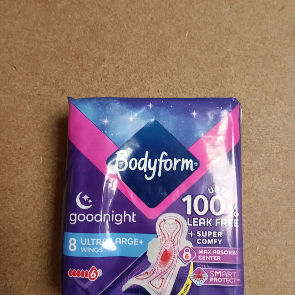 BOX OF 8 PACKS OF BODYFORM GOODNIGHT ULTRA LARGE+ PADS 8 PADS PER PACK