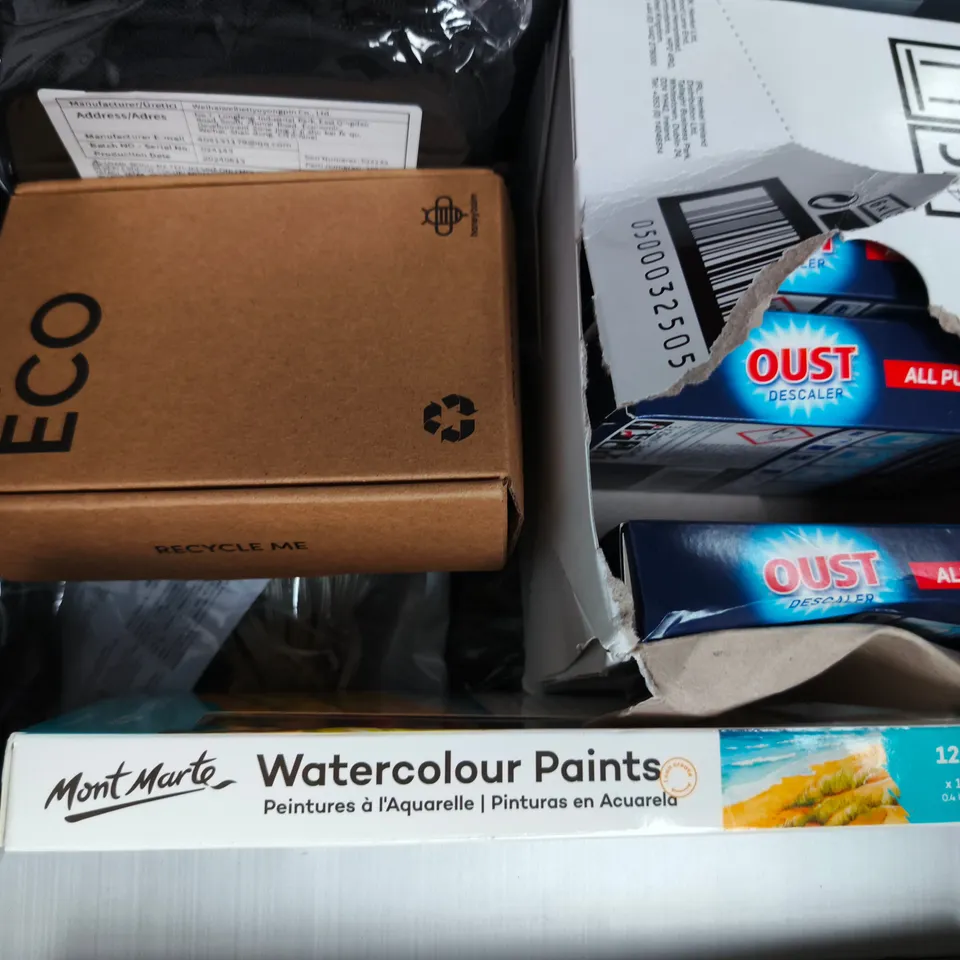 APPROXIMATELY 10 ASSORTED HOUSEHOLD ITEMS TO INCLUDE NIGHT LIGHT, DESCALER, WIFI CAMERA, ETC