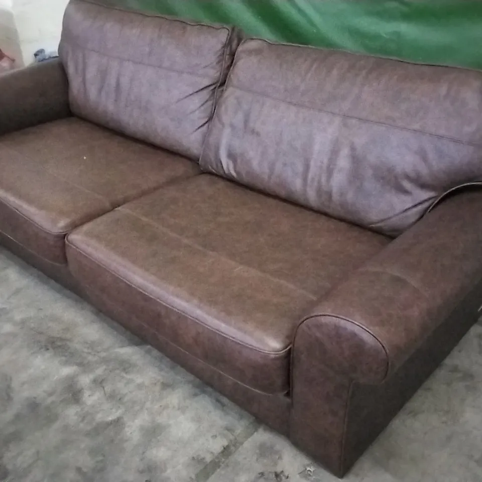 QUALITY DESIGNER LOUNGE CO 4 SEATER SOFA IN CHESTNUT BROWN LEATHER 