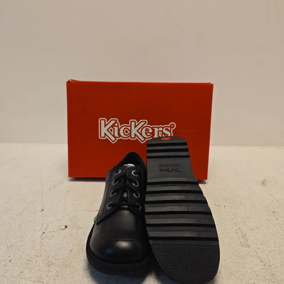 KICKERS BLACK LEATHER SHOES – UK 4 (EU 37) – BOXED