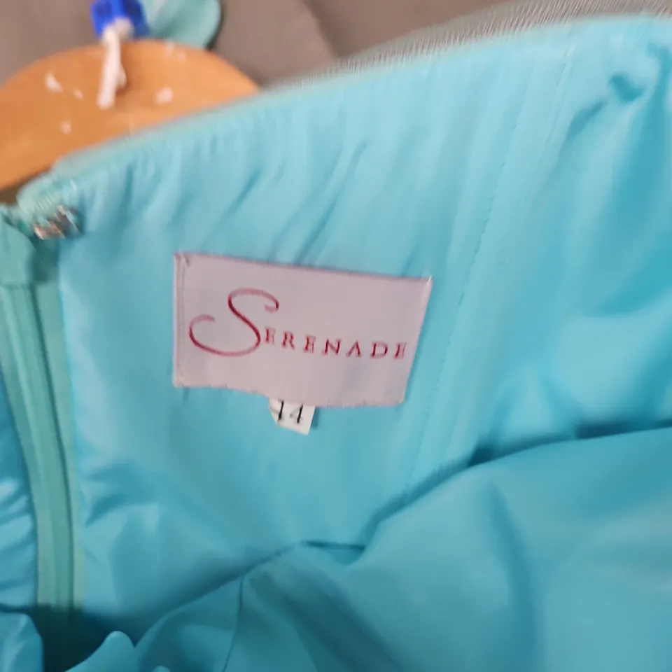 Shrenade Turquoise Evening Gown – Size 14 (Wedding & Formal Occasion)