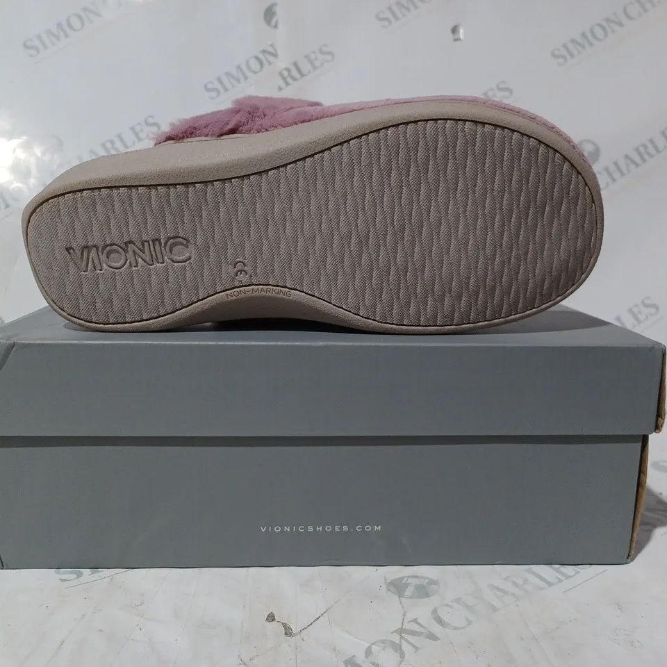 BOXED VIONIC MARIEL SLIPPERS IN DUSKY PINK SIZE 8
