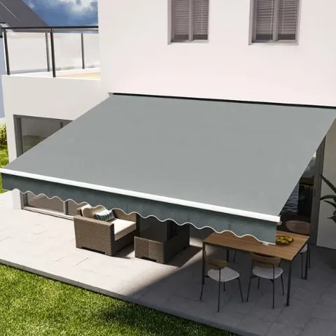 BOXED AARON JOHN 4M W X 3M D RETRACTABLE PATIO AWNING - GREY (1 BOX)