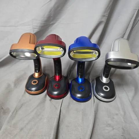 S-FIXX SET OF 4 ULTRA BRIGHT COB TABLE LAMPS – BRONZE, RED, BLUE & SILVER