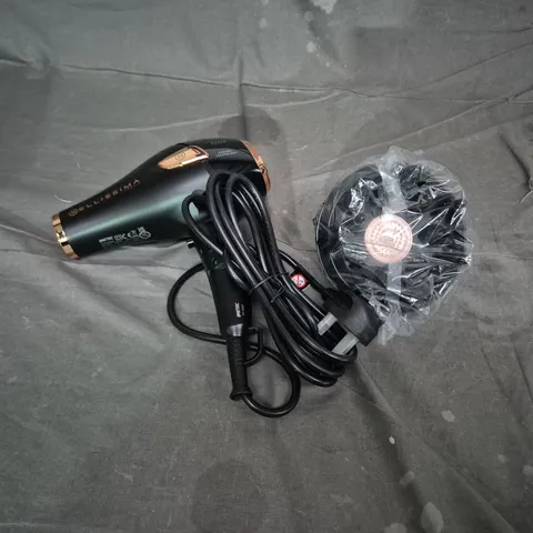 BELLISSIMA ITALIA CERAMIC 2300W HAIR DRYER – BLACK WITH DIFFUSER ATTACHMENT (BOXED)