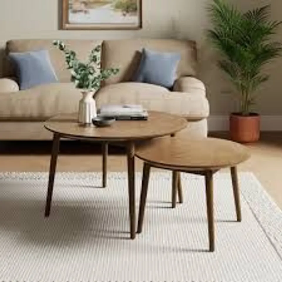 BOXED DUNELM FARRIS COFFEE NEST OF TABLES - DARK OAK (1 BOX)