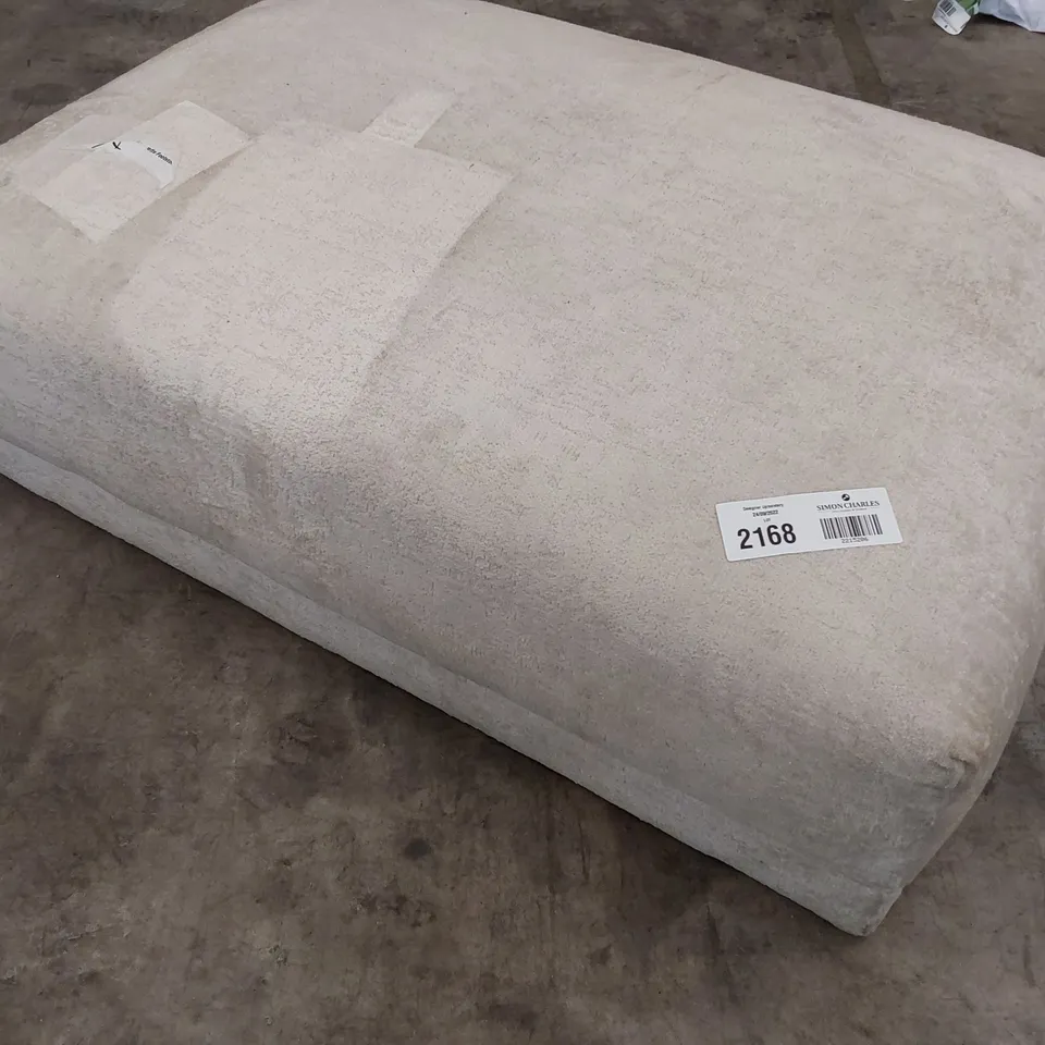 DESIGNER MALTA BANQUETTE FOOTSTOOL OYSTER CHAMPAGNE FABRIC 
