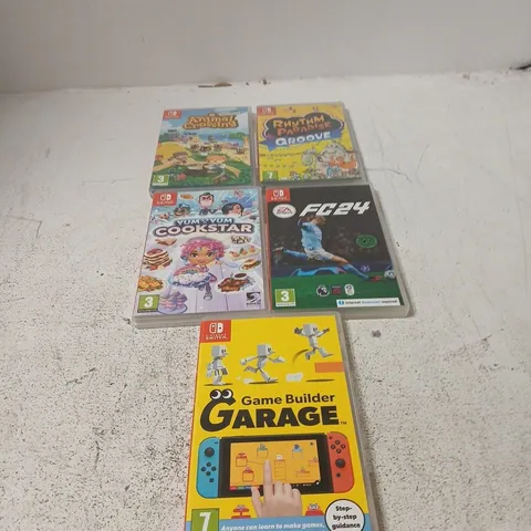 5 X NINTENDO SWITCH GAMES INCLUDING GAME BUILDER GARAGE AND FC24
