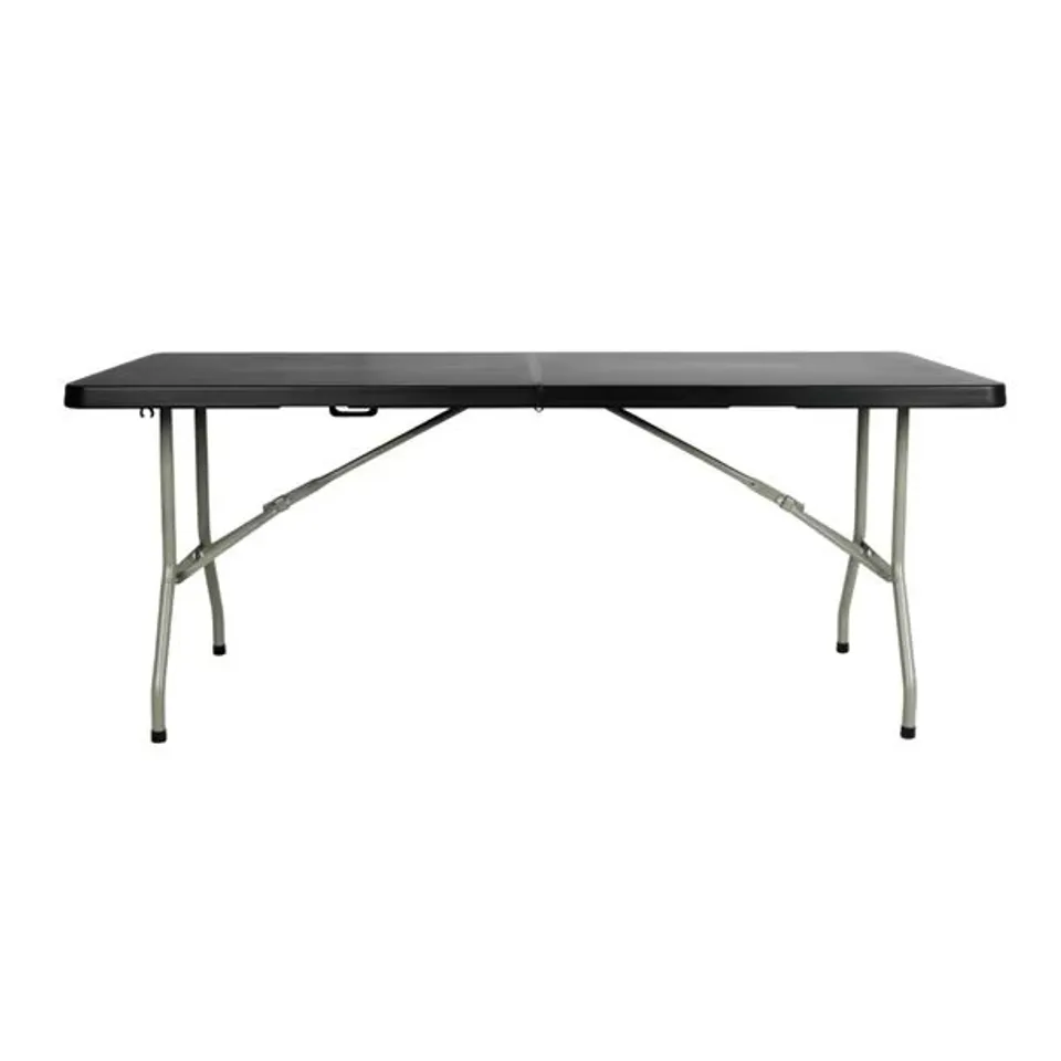 BOXED BOLERO RECTANGULAR CENTRE FOLDING TABLE BLACK 6FT