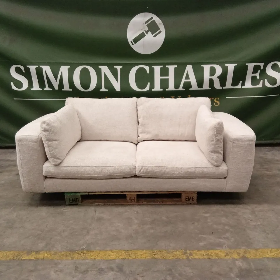 DANETTI QUINN NATURAL FABRIC DARK WOOD 3 SEATER SOFA RRP £999
