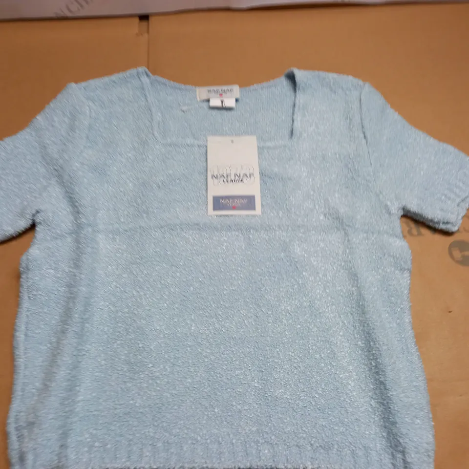LARGE QUANTITY OF BLUE SQUARE NECK NAF NAF JUMPERS - SIZE UNSPECIFED
