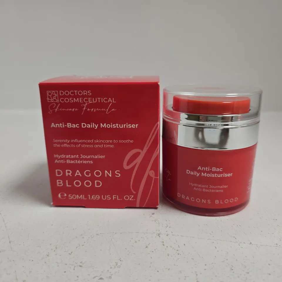 BOXED DOCTORS FORMULA DRAGONS BLOOD ANTI-BAC DAILY MOISTURISER 50ML