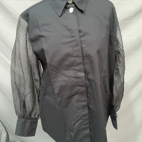 ZARA LONG SHEER SLEEVE SHIRT IN BLACK SIZE XS