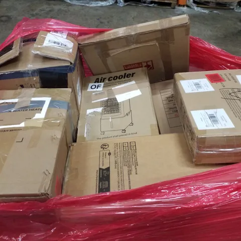 PALLET CONTAINING ASSORTED PRODUCTS INCLUDING AIR COOLER, PRESSURE WASHER, OUTDOOR CART & ELECTRIC WATER HEATER