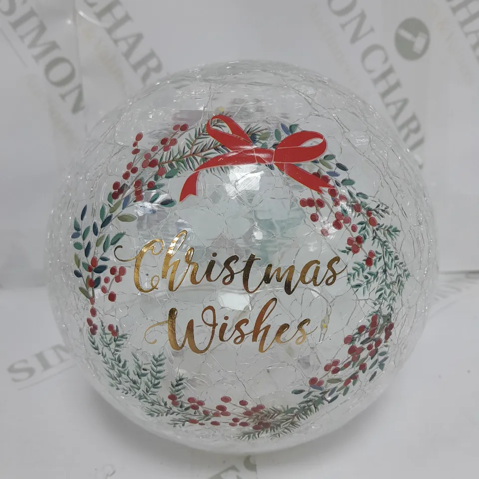FESTIVE PRE-LIT SCENIC CRACKLE GLASS SPHERE