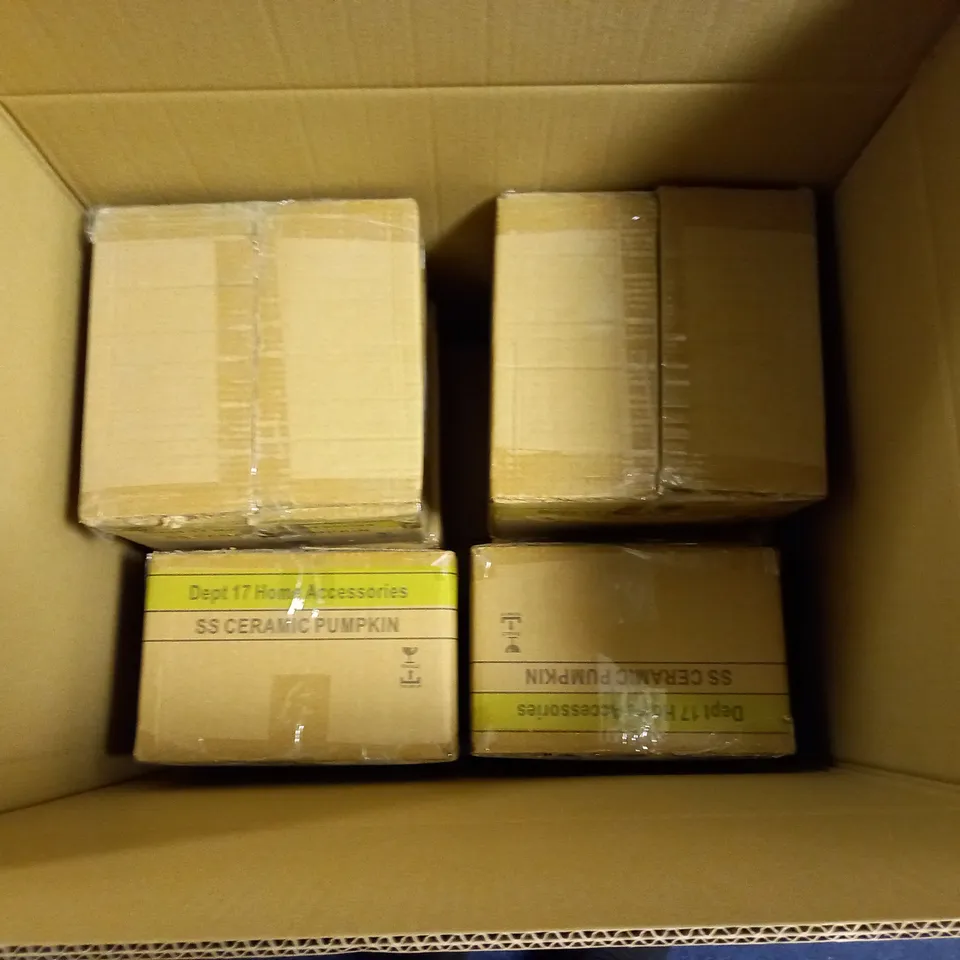 BOXED LOT OF APPROXIMATELY 24 GEORGE CERAMIC PUMPKIN SEASONAL DECORATIONS