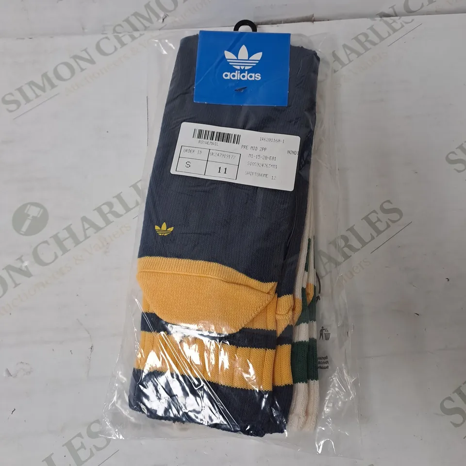 ADIDAS SET OF 2 NAVY & ORANGE SOCKS - CREAM & GREEN