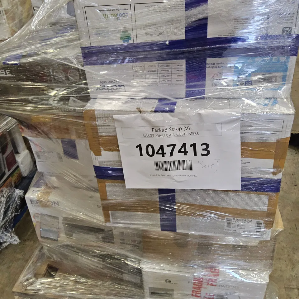 PALLET OF APPROXIMATELY 18 UNPROCESSED RAW RETURN PRINTER, SOUND AND DJ EQUIPMENT TO INCLUDE;