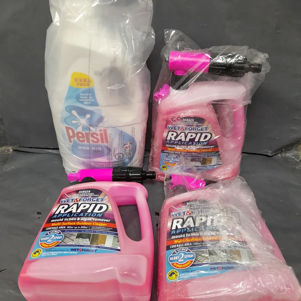 4 X ASSORTED CLEANING PRODUCTS TO INCLUDE PERSIL NON BIO & RAPID APPLICATION - COLLECTION ONLY 