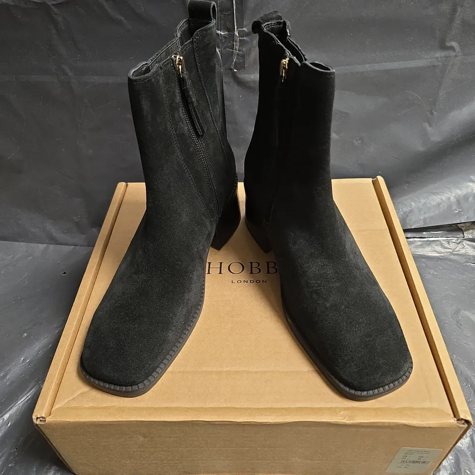 HOBBS LONDON FRAN ANKLE BOOT - BLACK SUEDE, UK 6