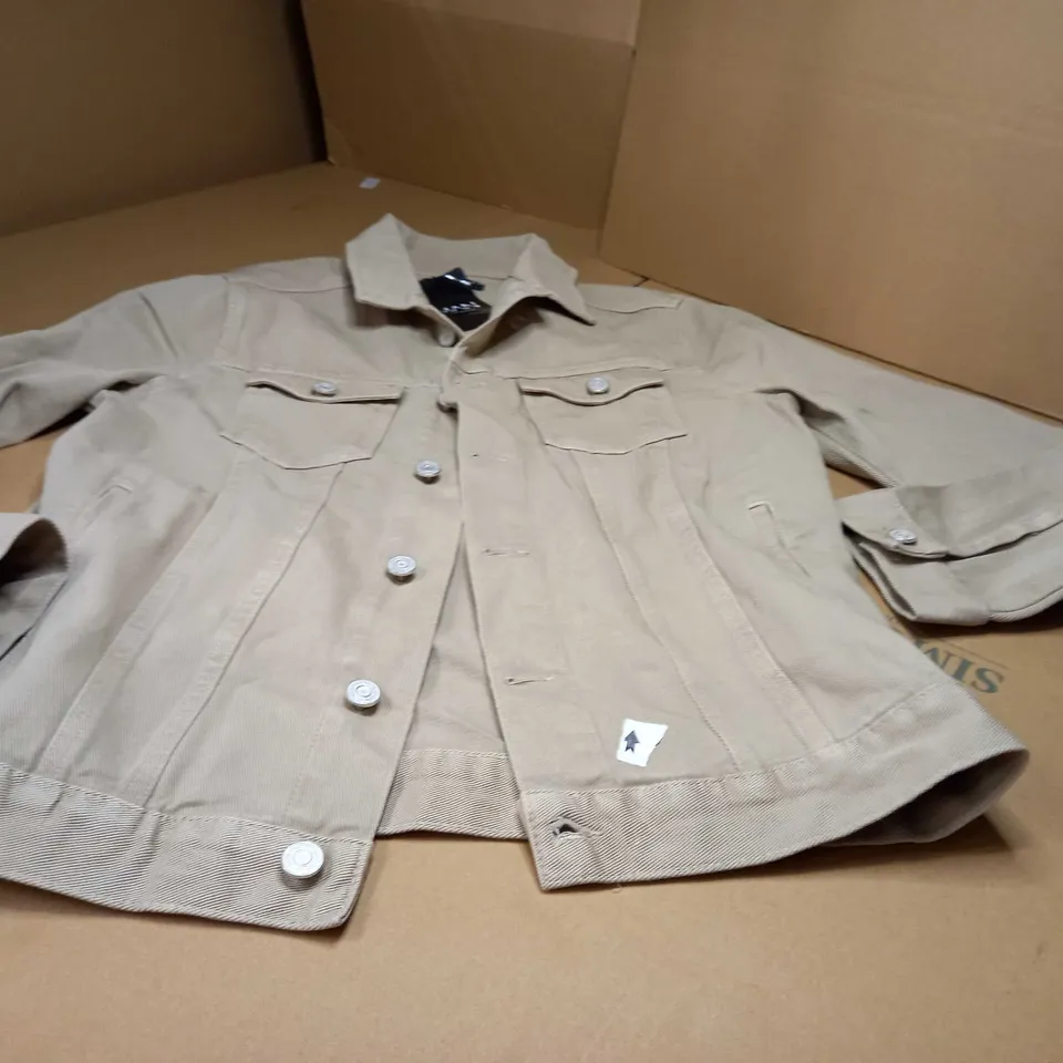 BOOHOO STONE OVERDYE WASHED DENIM JACKET - SMALL